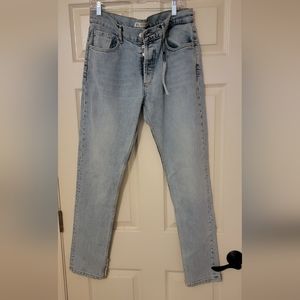 Zara hi rise straight leg split hem jeans size EUR44/US 14